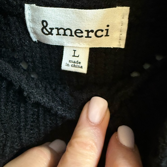 &Merci black sweater with white ties - Picture 3 of 3